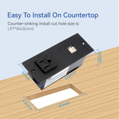 Black Desk in Socket US Outlet 2 USBA Charging 5V 2.1A USB Socket