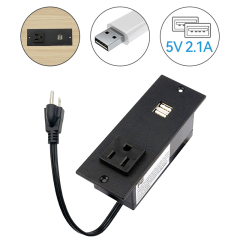 Black Desk in Socket US Outlet 2 USBA Charging 5V 2.1A USB Socket