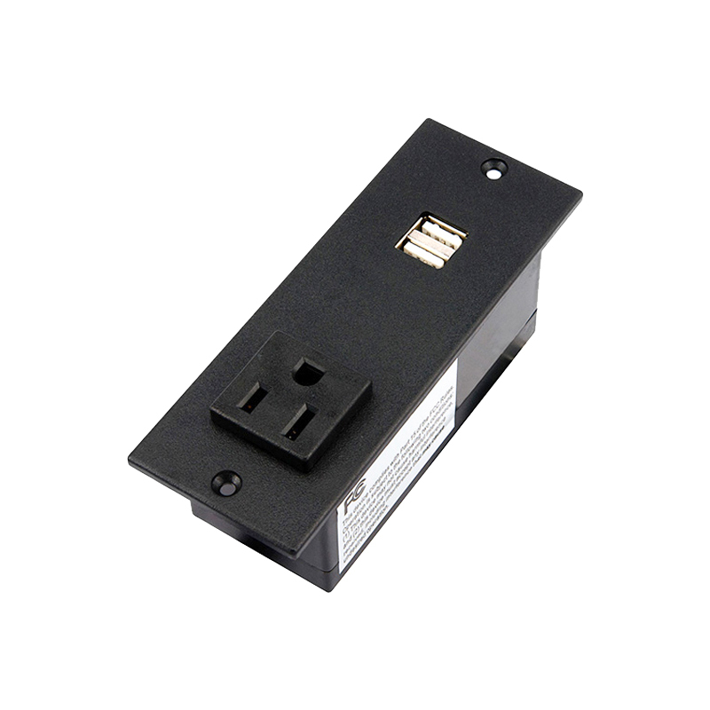 Black Desk in Socket US Outlet 2 USBA Charging 5V 2.1A USB Socket