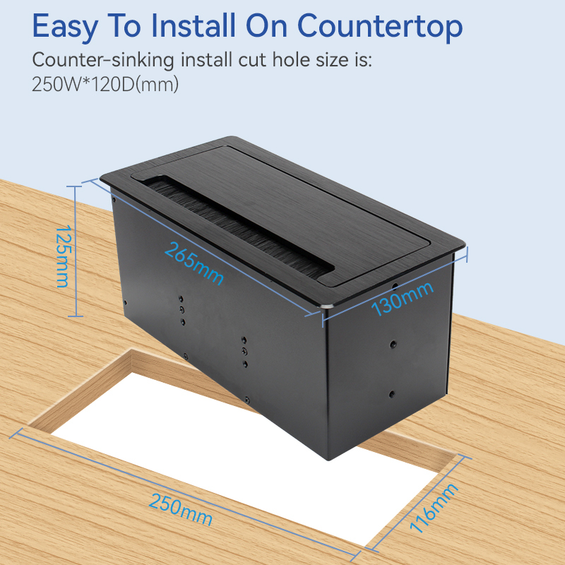 Conference UK flip up socket with 1 twin usb a+c cat6 rj45 socket 3 way plugs tabletop conference room