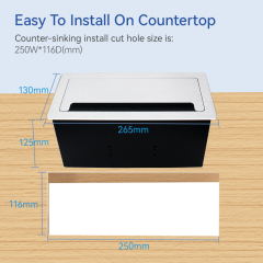 European standard mental brushed sliver flip up socket 2 ac outlets with network connection conference