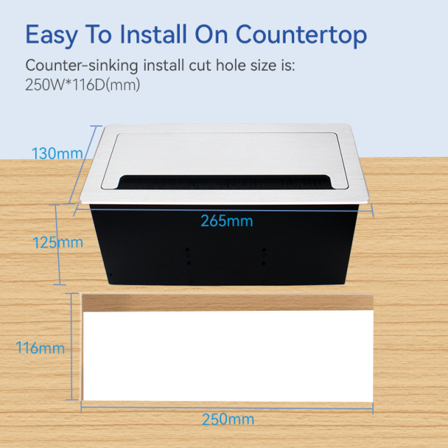 European standard mental brushed sliver flip up socket 2 ac outlets with network connection conference