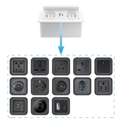 French standard electric table socket box ABS electric pop up socket wireless charger for office