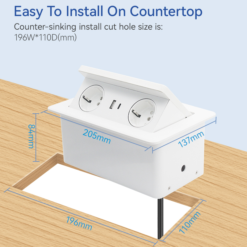 French standard electric table socket box ABS electric pop up socket wireless charger for office