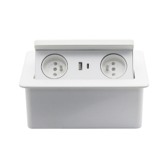 French standard electric table socket box ABS electric pop up socket wireless charger for office