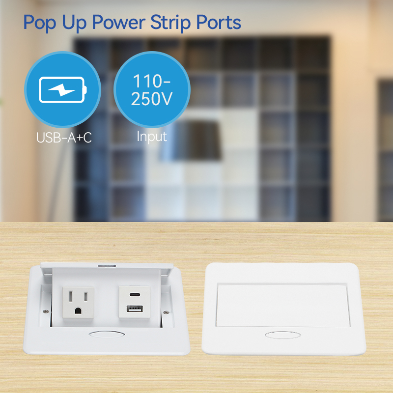 Desk mounted outlet us desk in with TR USB A +C table pop up socket electrical connection box