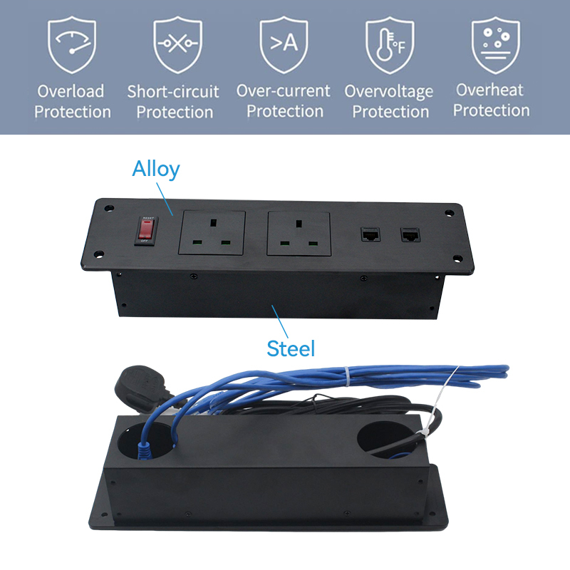 Factory legrand fast charging tabletop switch on off power strip socket plug extension UK with network