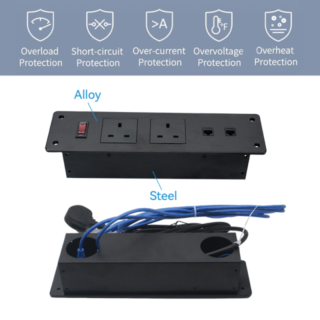 Factory legrand fast charging tabletop switch on off power strip socket plug extension UK with network