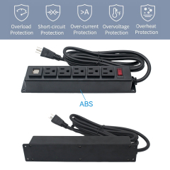 Under Cabinet Power Strip Power Socket 5 Outlets 2 USBA Charging Switch Control Socket