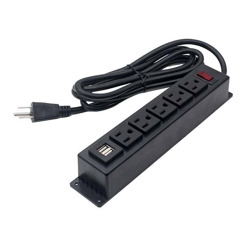 Under Cabinet Power Strip Power Socket 5 Outlets 2 USBA Charging Switch Control Socket