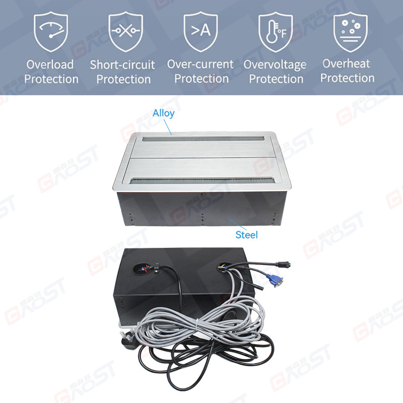 New Universal Plug Socket Double Flip Up Conference Table Socket Hidden in Conference table