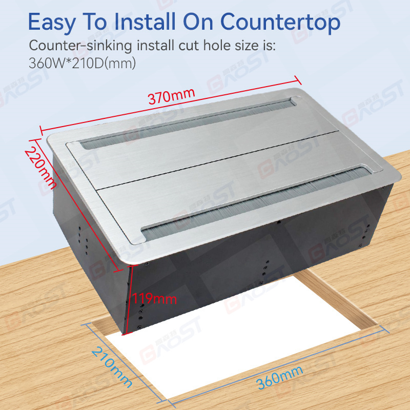 New Universal Plug Socket Double Flip Up Conference Table Socket Hidden in Conference table