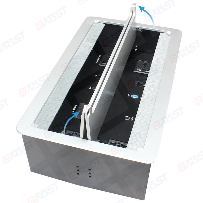 New Universal Plug Socket Double Flip Up Conference Table Socket Hidden in Conference table
