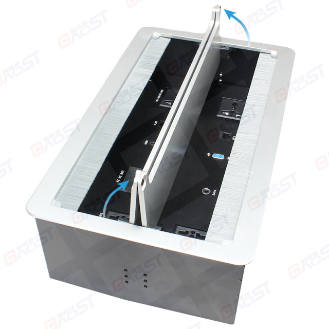 New Universal Plug Socket Double Flip Up Conference Table Socket Hidden in Conference table