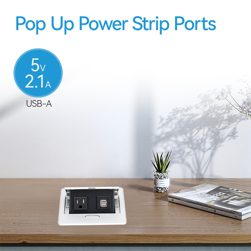 Factory direct supply square sliver desk in table pop up socket US power pop up socket electric box