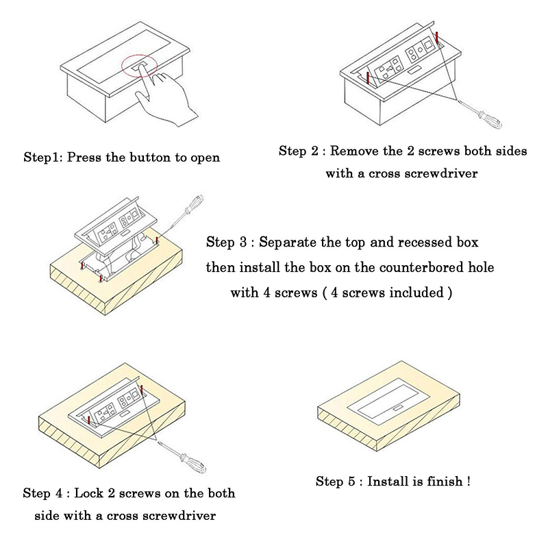 Factory direct supply square sliver desk in table pop up socket US power pop up socket electric box