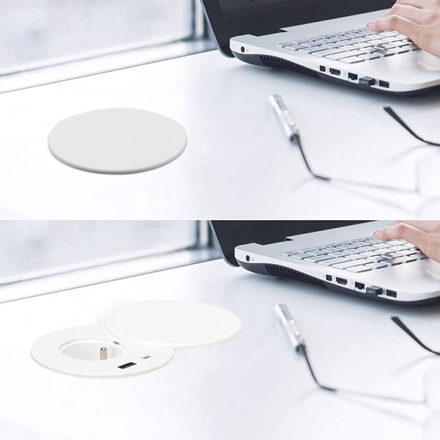Electrical supplier white French standard white flip cover power grommet with French outlet