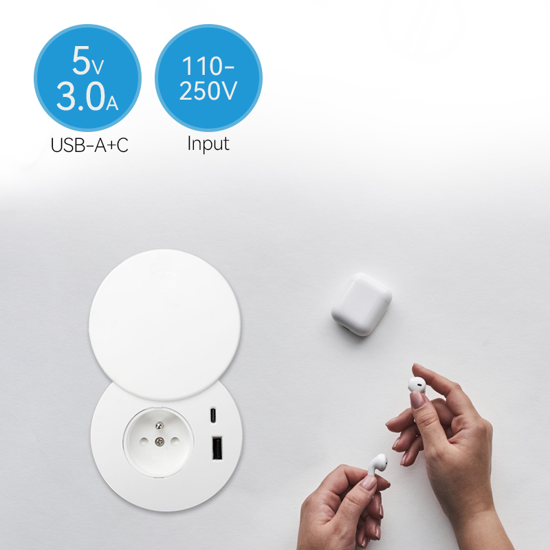 Electrical supplier white French standard white flip cover power grommet with French outlet