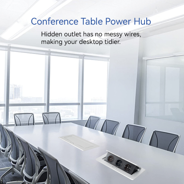 Wholesale sliver pop up power socket power hidden desk socket with 3 eu outlets