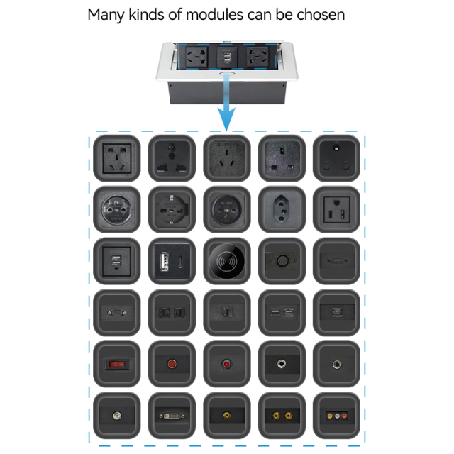 Wholesale China silver alloy 220 v power hidden desk countertop pop up socket 3 ac outlets dual usb