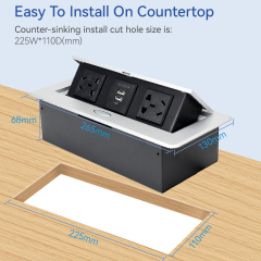 Wholesale China silver alloy 220 v power hidden desk countertop pop up socket 3 ac outlets dual usb