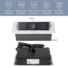 Wholesale China silver alloy 220 v power hidden desk countertop pop up socket 3 ac outlets dual usb