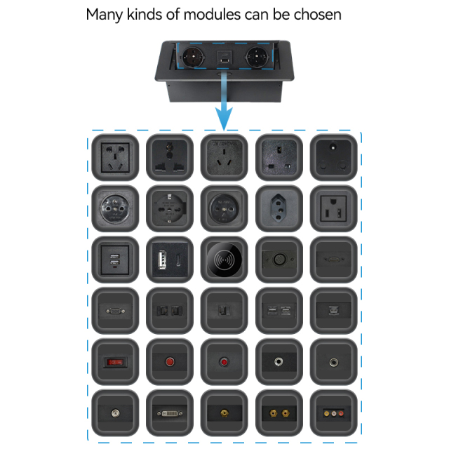 Wholesale Netherlands standard kitchen worktops hidden desk USB pop up sockets with 2 ac outlets
