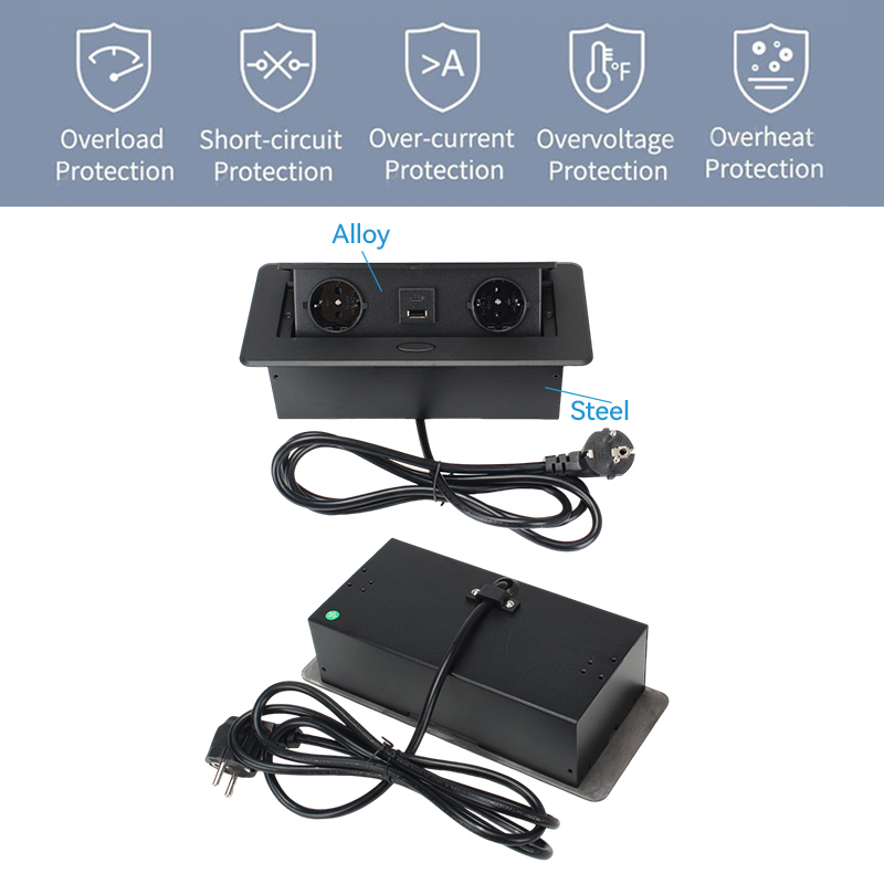 Wholesale Netherlands standard kitchen worktops hidden desk USB pop up sockets with 2 ac outlets