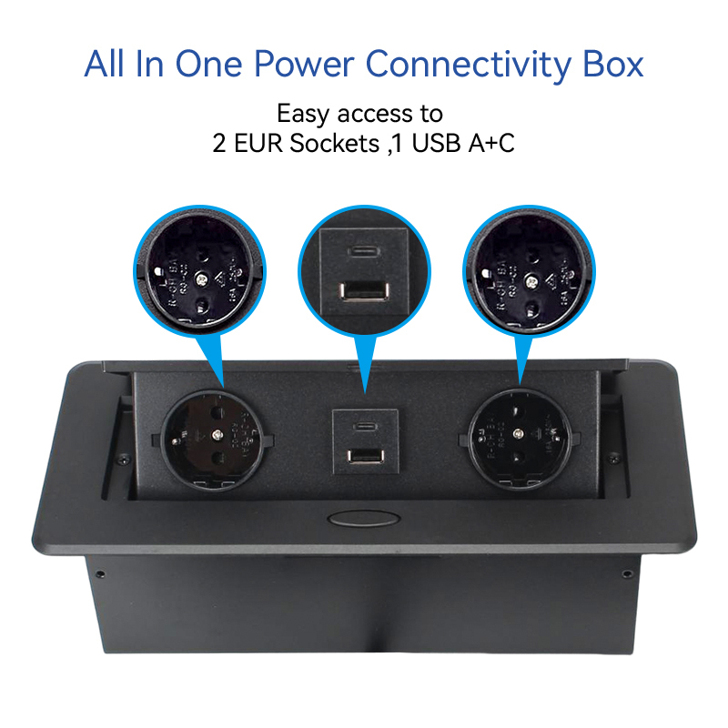 Wholesale Netherlands standard kitchen worktops hidden desk USB pop up sockets with 2 ac outlets