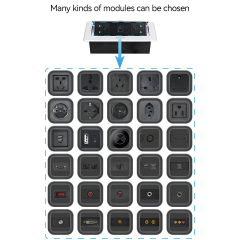 Factory conference waterproof socket built in socket 2 pin UK sliver pop up 2 USB A sockets