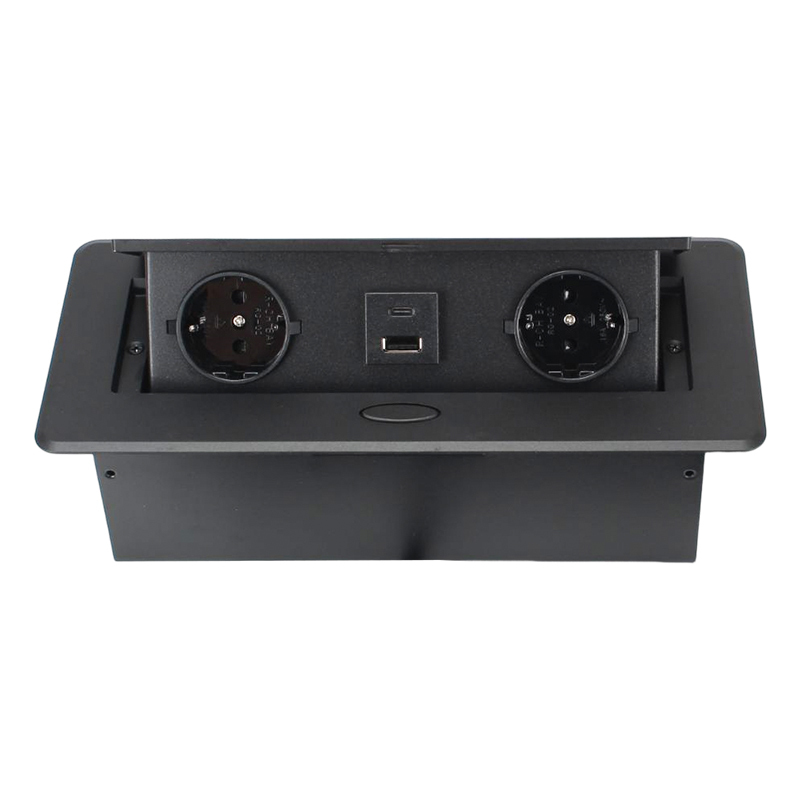 Kitchen worktops hidden desk 2 pin eu pop up sockets built-in safety sockets with 2 ac outlets