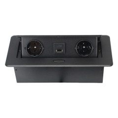Kitchen worktops hidden desk 2 pin eu pop up sockets built-in safety sockets with 2 ac outlets