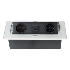 Kitchen worktops hidden desk 3 pin eu pop up sockets built-in safety sockets with 2 ac outlets