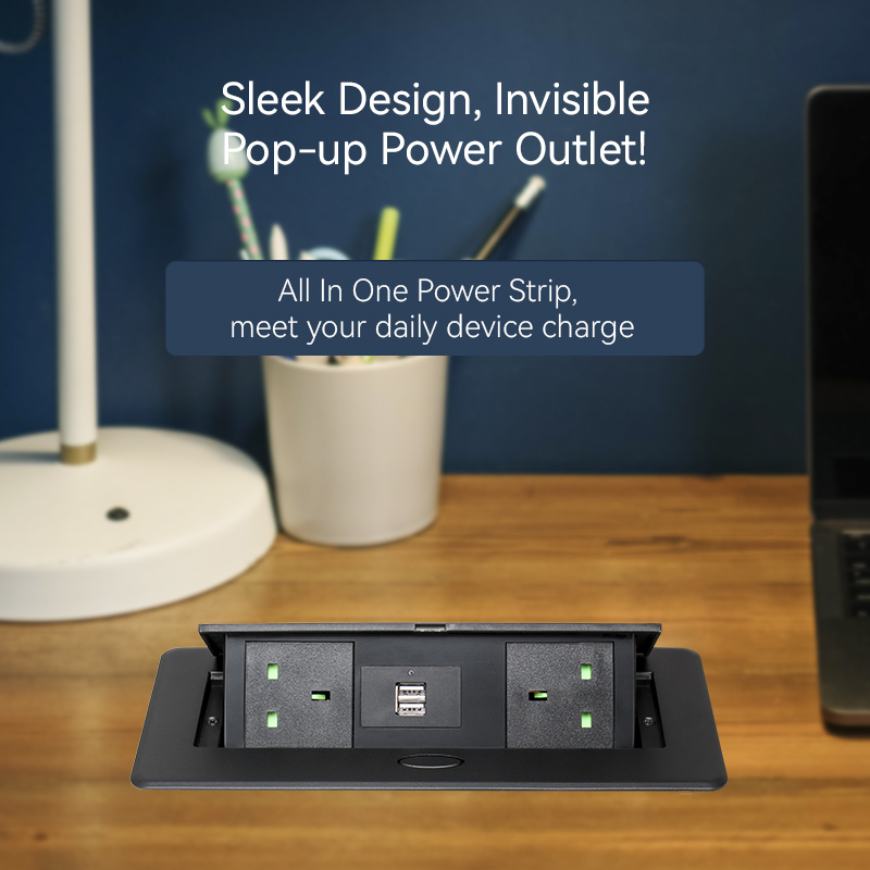Factory pop up electrical outlet waterproof socket built in socket 2 pin UK pop up sockets with 2 USB A