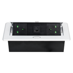 Factory conference waterproof socket built in socket 2 pin UK sliver pop up 2 USB A sockets