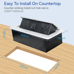 Factory conference waterproof socket built in socket 2 pin UK sliver pop up 2 USB A sockets