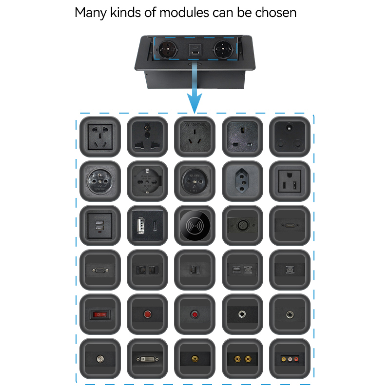 Kitchen worktops hidden desk 2 pin eu pop up sockets built-in safety sockets with 2 ac outlets