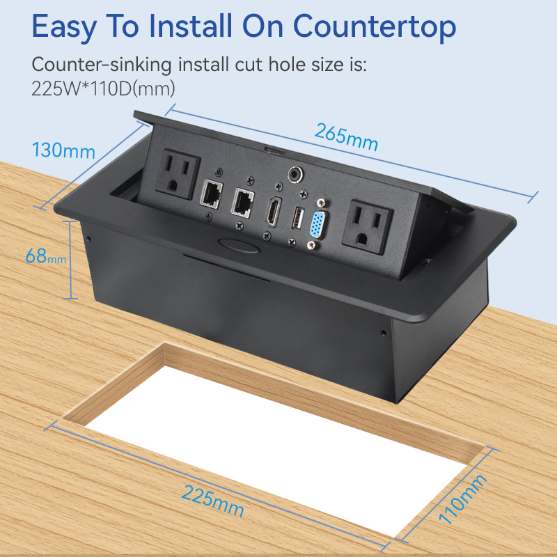 Wholesale multimedia Canada pop up sockets kitchen worktops hidden desk 3 ging 2 ac outlets socket