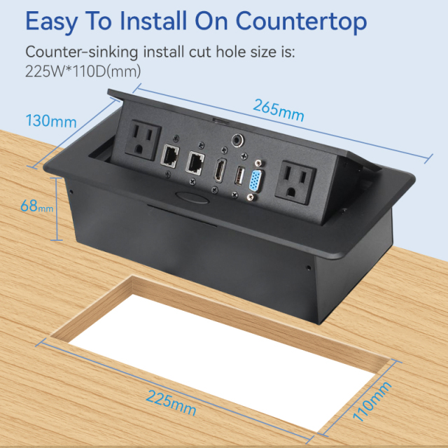 Wholesale multimedia Canada pop up sockets kitchen worktops hidden desk 3 ging 2 ac outlets socket