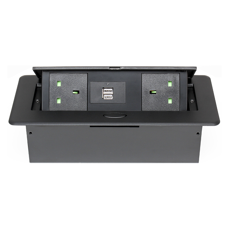 Factory pop up electrical outlet waterproof socket built in socket 2 pin UK pop up sockets with 2 USB A