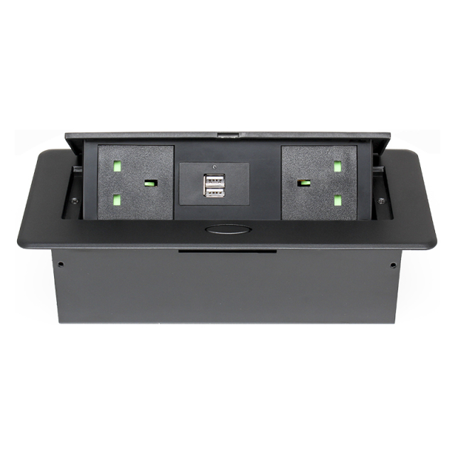 Factory pop up electrical outlet waterproof socket built in socket 2 pin UK pop up sockets with 2 USB A
