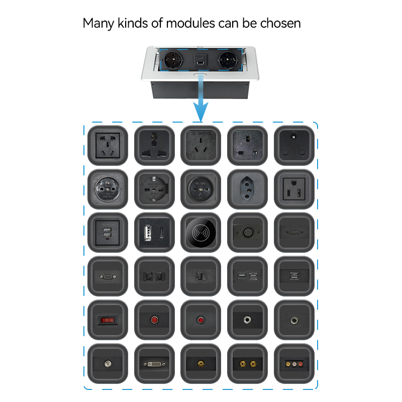 Kitchen worktops hidden desk 3 pin eu pop up sockets built-in safety sockets with 2 ac outlets