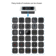 Kitchen worktops hidden desk 3 pin eu pop up sockets built-in safety sockets with 2 ac outlets