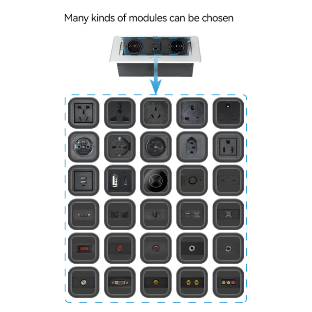 Kitchen worktops hidden desk 3 pin eu pop up sockets built-in safety sockets with 2 ac outlets