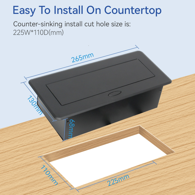 Kitchen worktops hidden desk 2 pin eu pop up sockets built-in safety sockets with 2 ac outlets