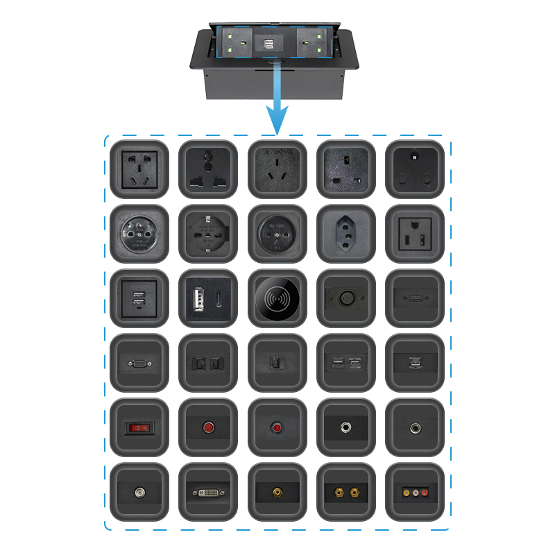 Factory pop up electrical outlet waterproof socket built in socket 2 pin UK pop up sockets with 2 USB A
