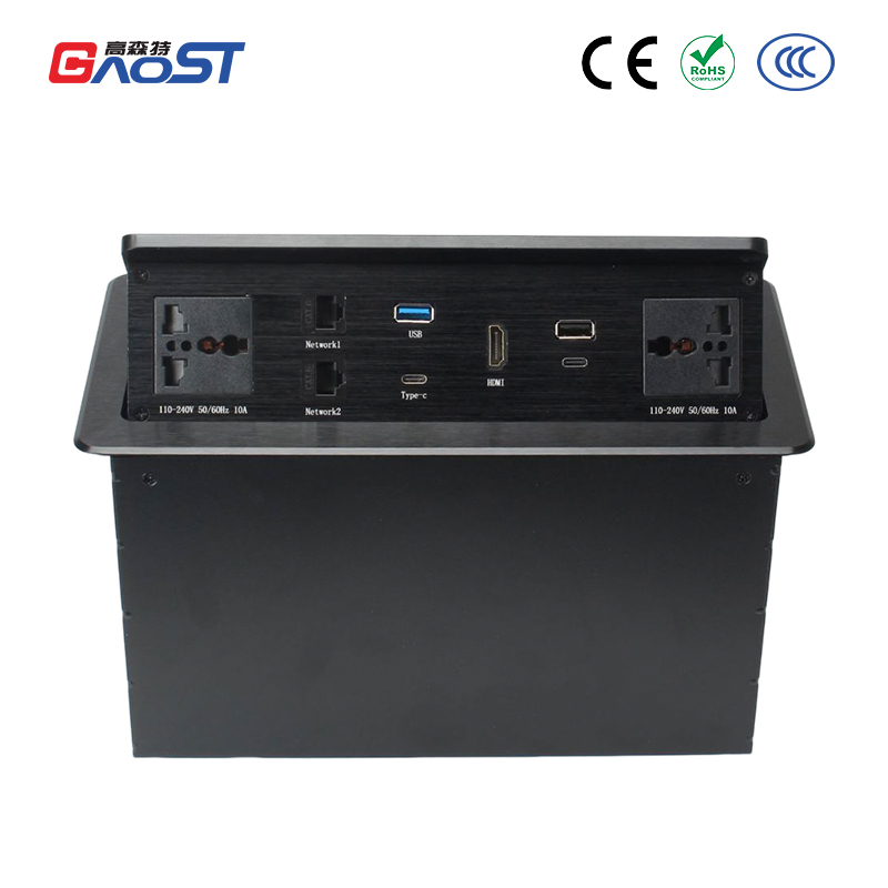 Conference Desk Table Universal Socket Multi-media Pop up socket extension wire with usb port
