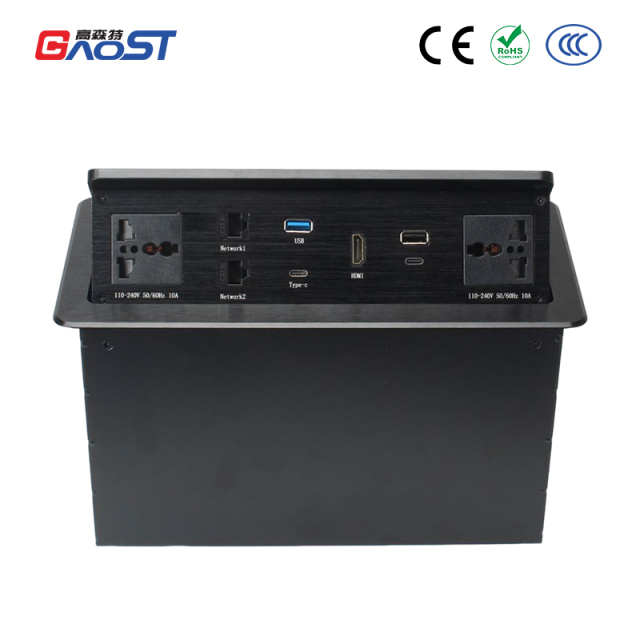 Conference Desk Table Universal Socket Multi-media Pop up socket extension wire with usb port