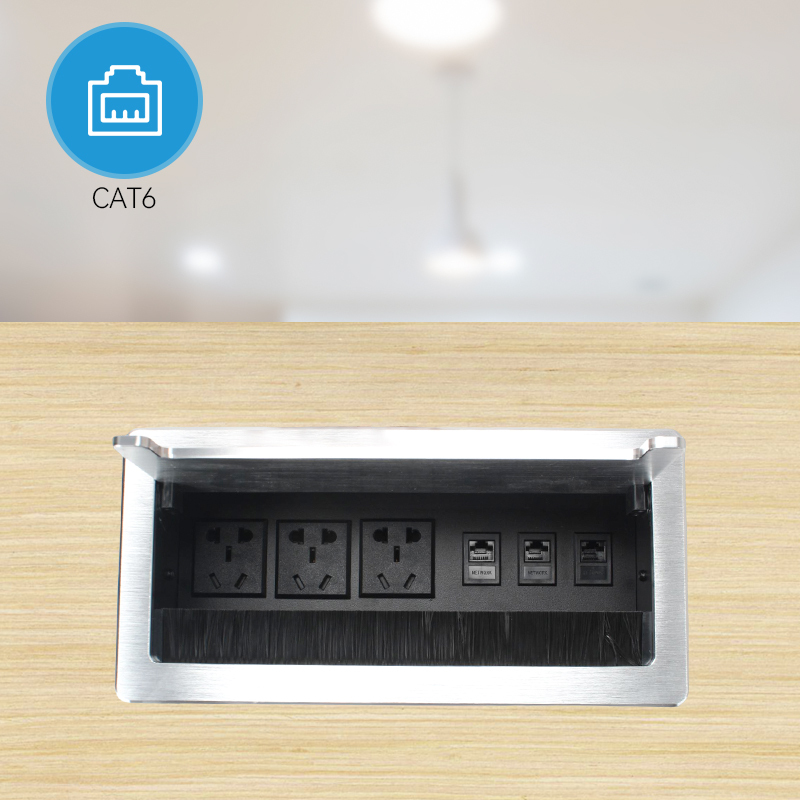 Conference New China Table Universal Socket Multi-media Pop up socket extension wire with network rj45