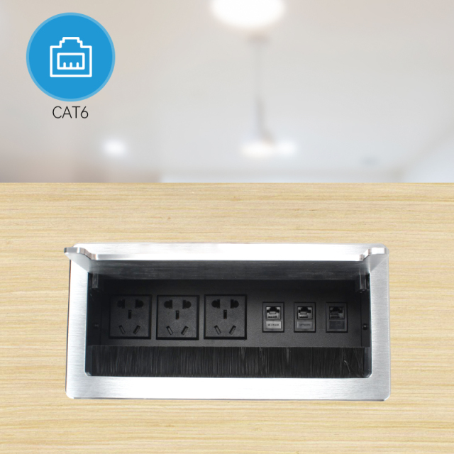 Conference New China Table Universal Socket Multi-media Pop up socket extension wire with network rj45